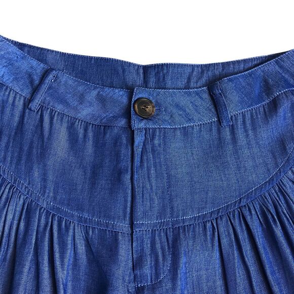 Ursime Pants Womens 28x30 Blue Chambray Wide Leg Palazzo Festival Boho Lagenlook - Picture 3 of 14